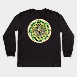 Traditional ukrainian folk geometric round decor Kids Long Sleeve T-Shirt